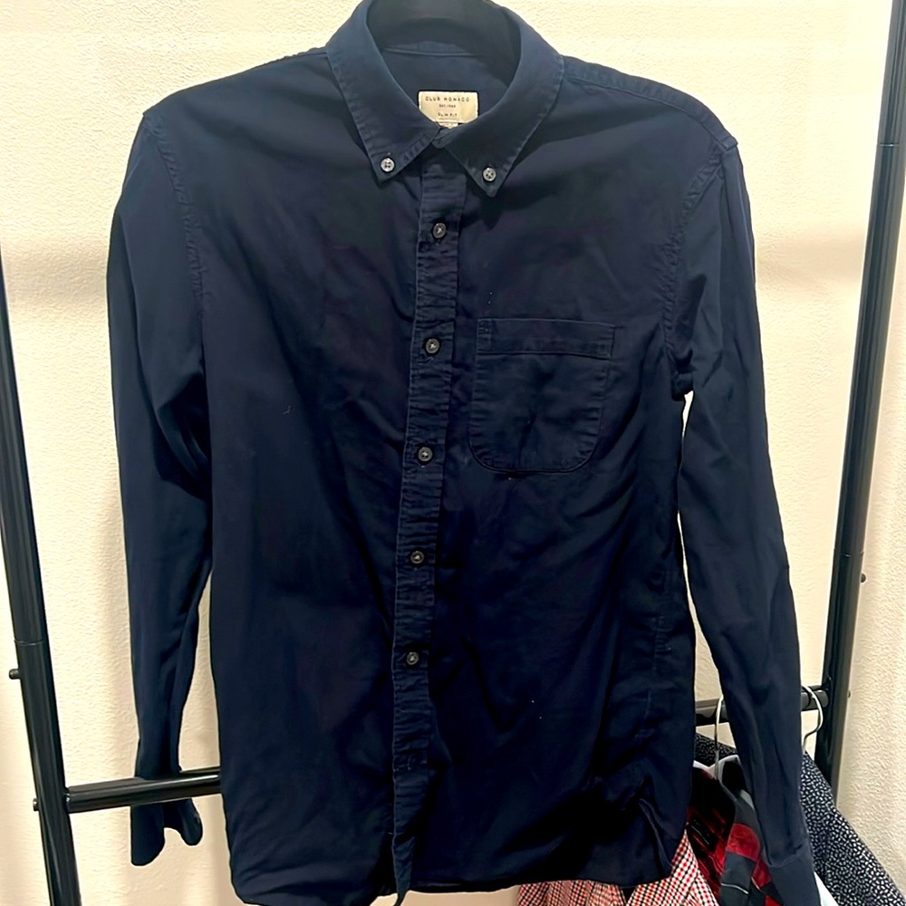 Club Monaco. SLIM fit. XS. Navy Blue Llng Sleeve 100% Cotton